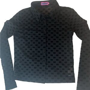Edikted Black Checkered girl's  Button Down Shirt size S ,,L109